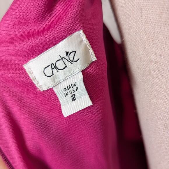 Y2K Cache One Shoulder Rhinestone Trim Mini Dress Hot Pink Size 2 - Picture 5 of 16